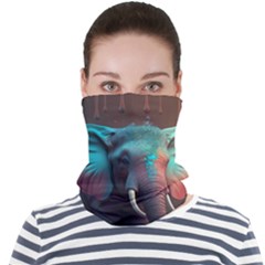 Ai Generated Elephant Tusks Trunk Wildlife Africa Face Seamless Bandana (Adult)