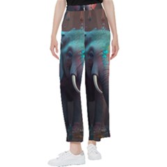 Ai Generated Elephant Tusks Trunk Wildlife Africa Women s Pants 