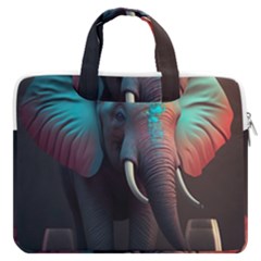 Ai Generated Elephant Tusks Trunk Wildlife Africa Macbook Pro 13  Double Pocket Laptop Bag