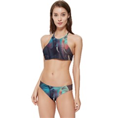 Ai Generated Elephant Tusks Trunk Wildlife Africa Banded Triangle Bikini Set