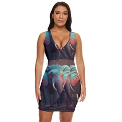 Ai Generated Elephant Tusks Trunk Wildlife Africa Draped Bodycon Dress