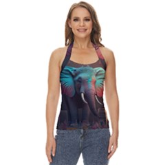 Ai Generated Elephant Tusks Trunk Wildlife Africa Basic Halter Top