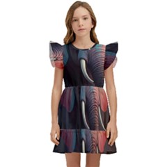 Ai Generated Elephant Tusks Trunk Wildlife Africa Kids  Winged Sleeve Dress