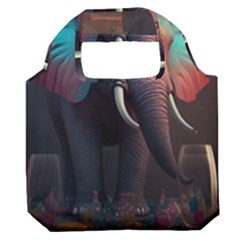 Ai Generated Elephant Tusks Trunk Wildlife Africa Premium Foldable Grocery Recycle Bag