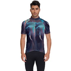 Ai Generated Elephant Tusks Trunk Wildlife Africa Men s Short Sleeve Cycling Jersey