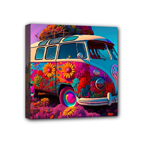 Ai Generated Beetle Volkswagen Bug Car Bus Mini Canvas 4  X 4  (stretched) by danenraven