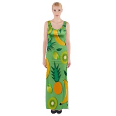 Fruit Tropical Pattern Design Art Pattern Thigh Split Maxi Dress