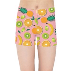 Fruits Tropical Pattern Design Art Kids  Sports Shorts by Ravend