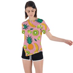 Fruits Tropical Pattern Design Art Asymmetrical Short Sleeve Sports Tee