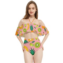 Fruits Tropical Pattern Design Art Halter Flowy Bikini Set 