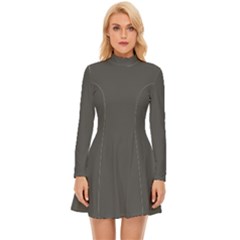 Davy Grey - Long Sleeve Velour Longline Dress by ColorfulDresses