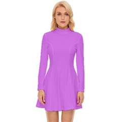 Helio Purple - Long Sleeve Velour Longline Dress by ColorfulDresses