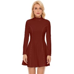 Currant Red - Long Sleeve Velour Longline Dress by ColorfulDresses