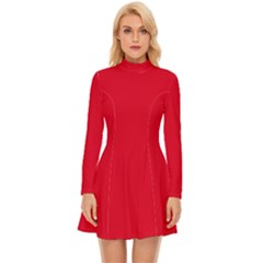 Cadmium Red - Long Sleeve Velour Longline Dress by ColorfulDresses