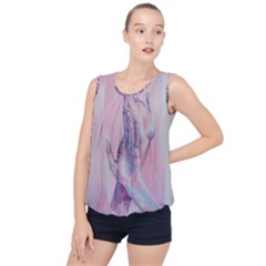Conceptual Abstract Hand Painting  Bubble Hem Chiffon Tank Top by MariDein