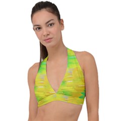 Colorful Multicolored Maximalist Abstract Design Halter Plunge Bikini Top by dflcprintsclothing