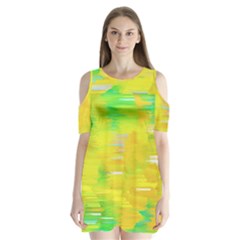 Colorful Multicolored Maximalist Abstract Design Shoulder Cutout Velvet One Piece by dflcprintsclothing