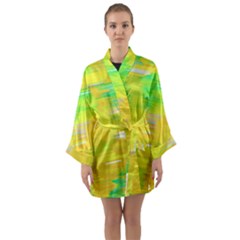 Colorful Multicolored Maximalist Abstract Design Long Sleeve Satin Kimono by dflcprintsclothing