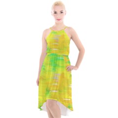 Colorful Multicolored Maximalist Abstract Design High-low Halter Chiffon Dress  by dflcprintsclothing