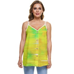 Colorful Multicolored Maximalist Abstract Design Casual Spaghetti Strap Chiffon Top by dflcprintsclothing