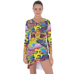 Psychedelic Rock Jimi Hendrix Asymmetric Cut-out Shift Dress by Jancukart