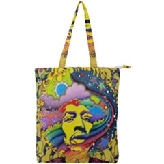 Psychedelic Rock Jimi Hendrix Double Zip Up Tote Bag by Jancukart