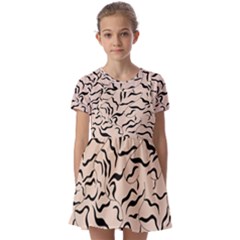 Leaves Plants Poster Drawing Kids  Short Sleeve Pinafore Style Dress by Ravend
