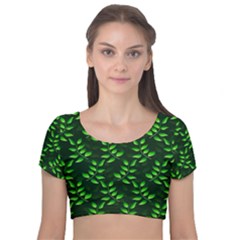 Branches Nature Green Leaves Sheet Velvet Short Sleeve Crop Top 