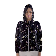 Flowers Floral Pattern Floral Print Women s Hooded Windbreaker