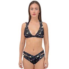 Flowers Floral Pattern Floral Print Double Strap Halter Bikini Set by Ravend