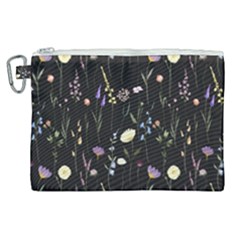 Flowers Floral Pattern Floral Print Canvas Cosmetic Bag (xl) by Ravend