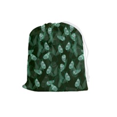 Plants Leaves Flowers Pattern Drawstring Pouch (large)