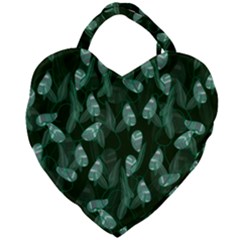 Plants Leaves Flowers Pattern Giant Heart Shaped Tote