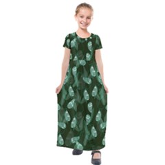 Plants Leaves Flowers Pattern Kids  Short Sleeve Maxi Dress by Ravend