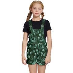 Plants Leaves Flowers Pattern Kids  Short Overalls