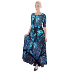 Art Ai Generated Cherry Blossom Blossoms Half Sleeves Maxi Dress