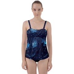 Ai Generated Cherry Blossom Blossoms Art Twist Front Tankini Set by Ravend