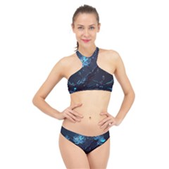 Ai Generated Cherry Blossom Blossoms Art High Neck Bikini Set