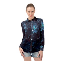 Ai Generated Cherry Blossom Blossoms Art Long Sleeve Chiffon Shirt