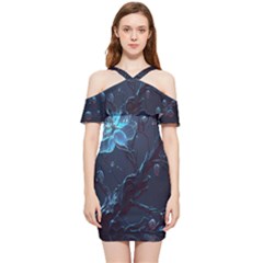 Ai Generated Cherry Blossom Blossoms Art Shoulder Frill Bodycon Summer Dress by Ravend