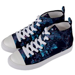 Ai Generated Cherry Blossom Women s Mid-top Canvas Sneakers by Ravend