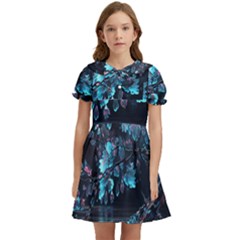 Ai Generated Cherry Blossom Kids  Bow Tie Puff Sleeve Dress by Ravend