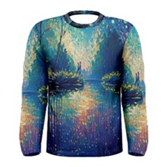 Oil Painting Night Scenery Fantasy Men s Long Sleeve Tee