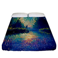 Oil Painting Night Scenery Fantasy Fitted Sheet (california King Size) by Ravend