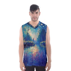 Oil Painting Night Scenery Fantasy Men s Basketball Tank Top