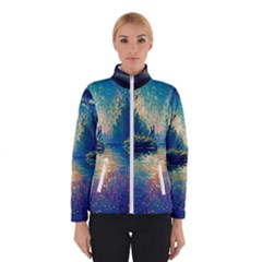 Oil Painting Night Scenery Fantasy Women s Bomber Jacket