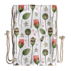 Poppies Red Poppies Red Flowers Drawstring Bag (large) by Ravend