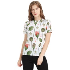 Poppies Red Poppies Red Flowers Women s Short Sleeve Rash Guard