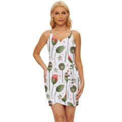 Poppies Red Poppies Red Flowers Wrap Tie Front Dress