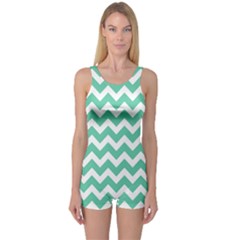 Chevron Pattern Gifts One Piece Boyleg Swimsuit by GardenOfOphir